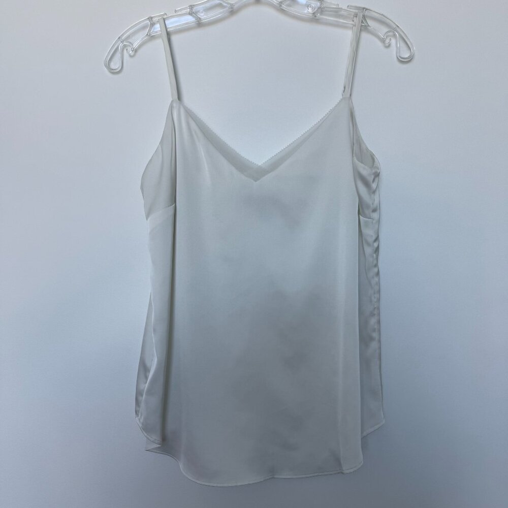 silky white camisole with sheer detail, adjustable straps, XS